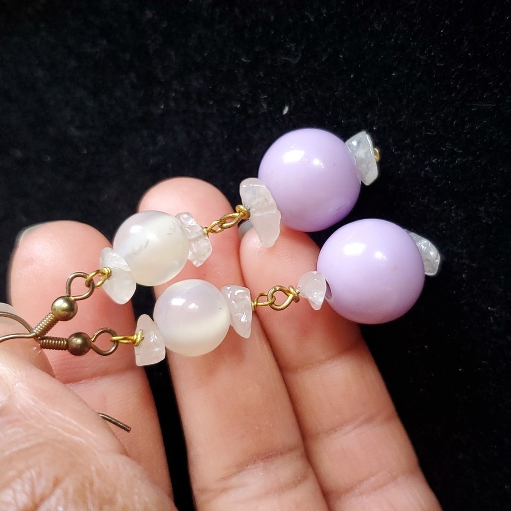 Glass & Quartz Purple earrings.